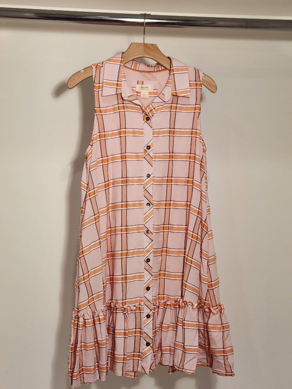 MAEVE by Anthropologie Plaid DRESS Ruffles Women's Size S